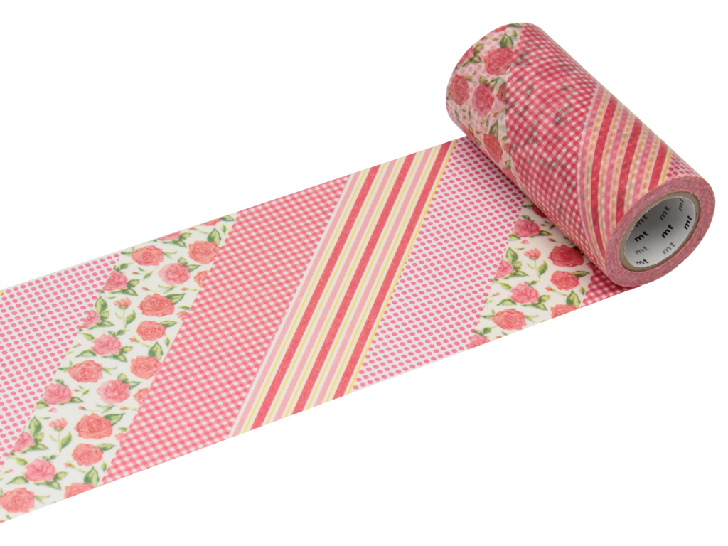 Washi dekoratyvi lipni juostelė mt casa 100mmx10m flower red