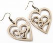 Wooden earrings heart 40x37mm