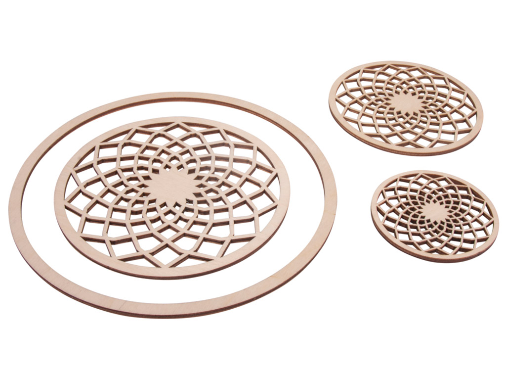 Wooden dreamcatcher filigree Rayher d=7-13cm 3pcs+ring 18cm