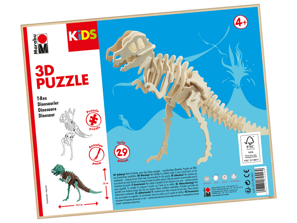Wooden 3D puzzle Marabu Kids Dinosaur 29 pieces