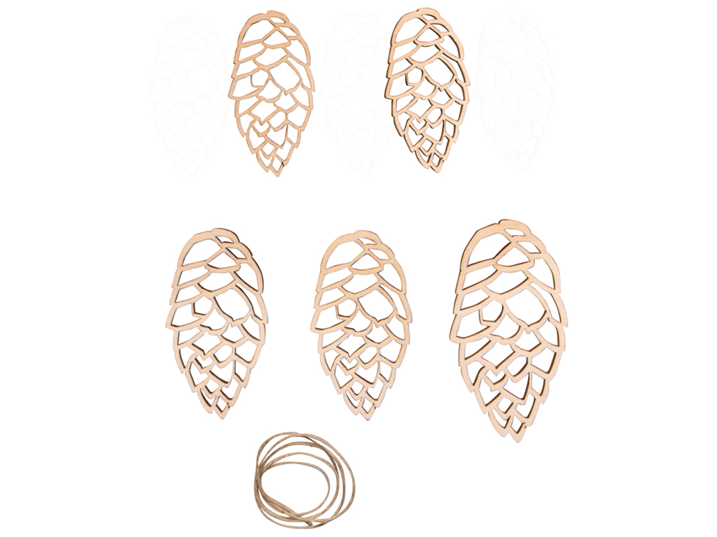 Wooden objects Rayher pine cones 5.5-10cm 5pcs+cord 0.5m
