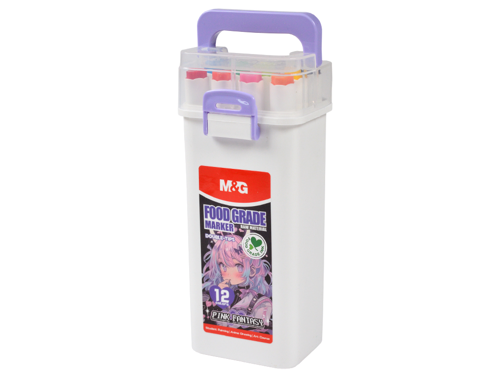 Markerite komplekt M&G Pink Fantasy 2 otsaga 12tk plastikkarbis