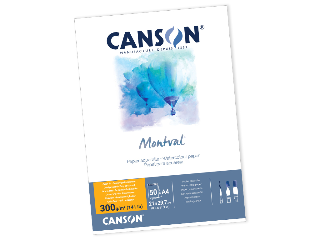 Akvarelinio popieriaus sąsiuvinis Montval A4/300g 50 lapų