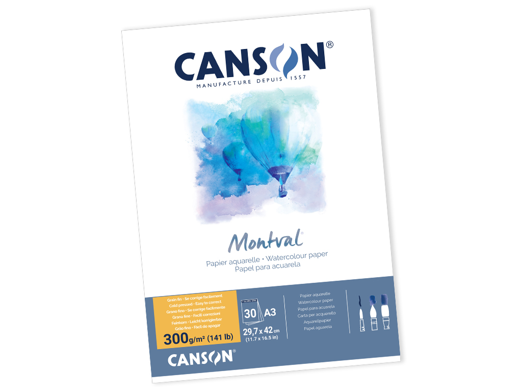 Akvarelinio popieriaus sąsiuvinis Montval A3/300g 30 lapų