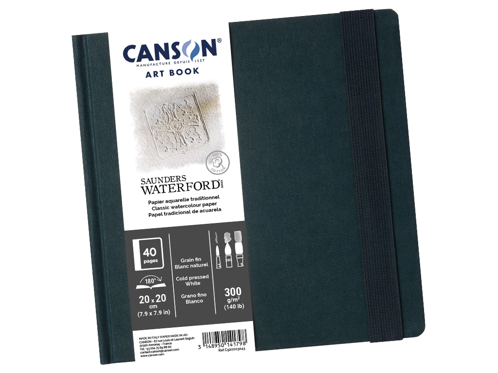 Akvarelinio popieriaus sąsiuvinis Art Book Saunders Waterford 20x20cm/300g 24 lapų kietais viršeliais