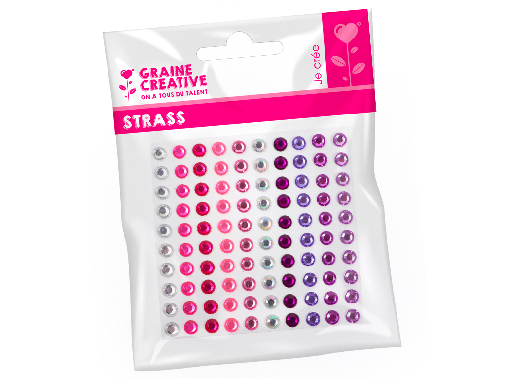Karoliuko puselė Graine Creative iš plastiko lipnios 5mm 100vnt. rožinė violetinė