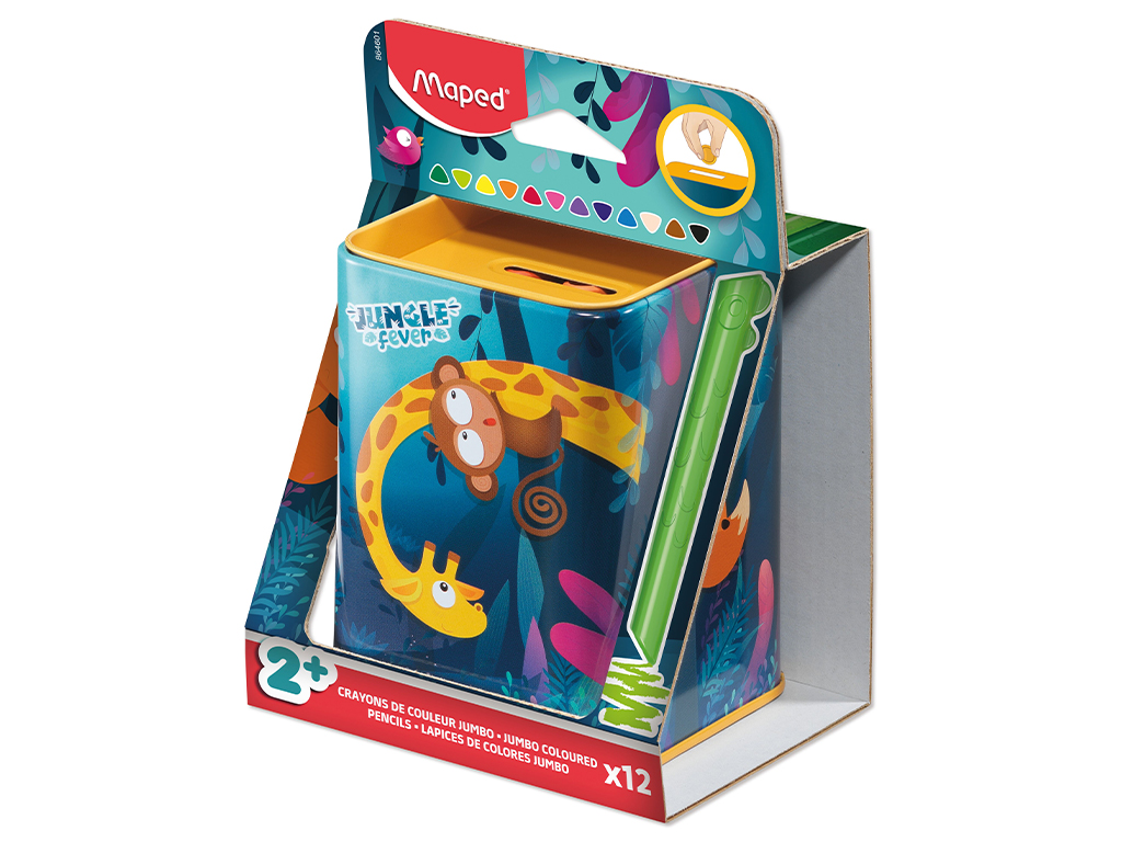Colour pencils set Maped Jungle Fever Infinity Early Age Jumbo 12pcs+cash box