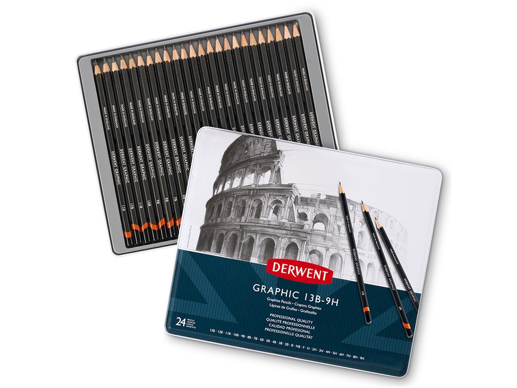 Graphite pencil Derwent Graphic 24pcs (9H-13B) metal box