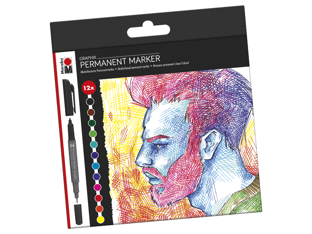 Markerite komplekt Marabu Graphix 2 otsaga 12tk