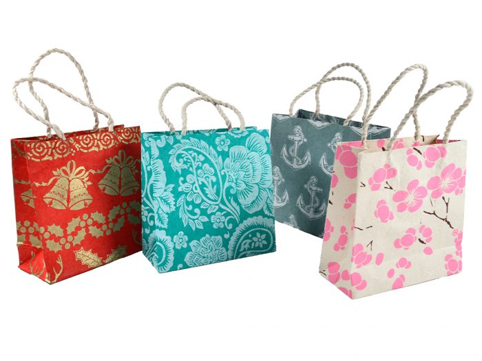 Lokta Paper gift bag 12x5x12cm - 1/3