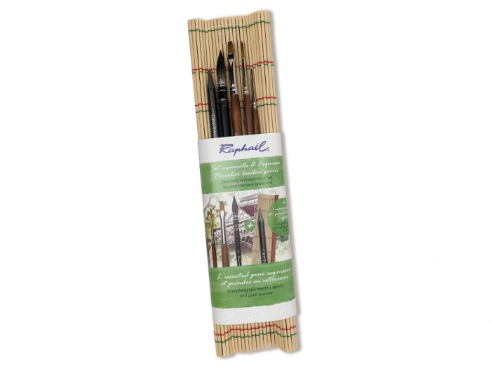 Brush set Raphael 4pcs+bamboo brushes holder - 1/2