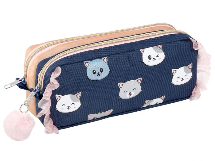 Pencil case Viquel square double zip Cats - 1/3