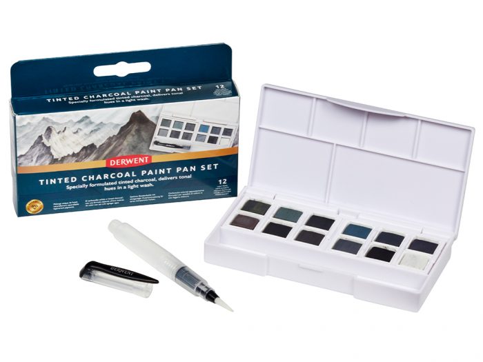 Akvarellnööbi 1/2 komplekt Derwent Tinted Charcoal - 1/5