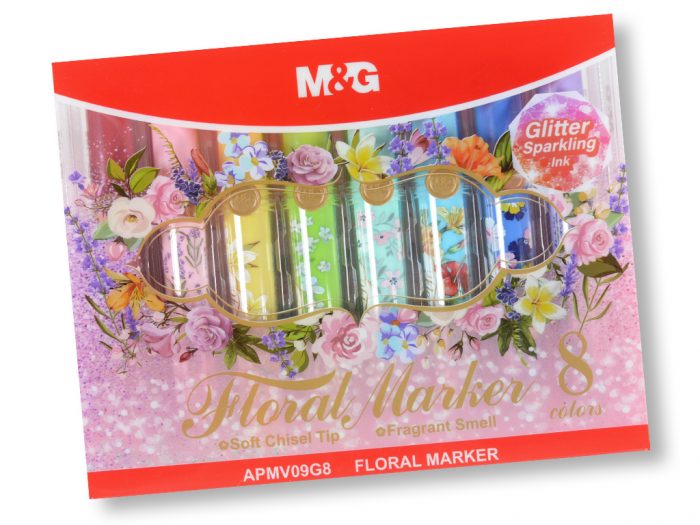 Marker set M&G Floral Glitter scented - 1/4